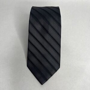 Claiborne Mens Necktie Tie Black Grey Striped 58" Diagonal Stripe Classy Classic